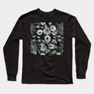 Glitch Spiderwebs Floral Long Sleeve T-Shirt